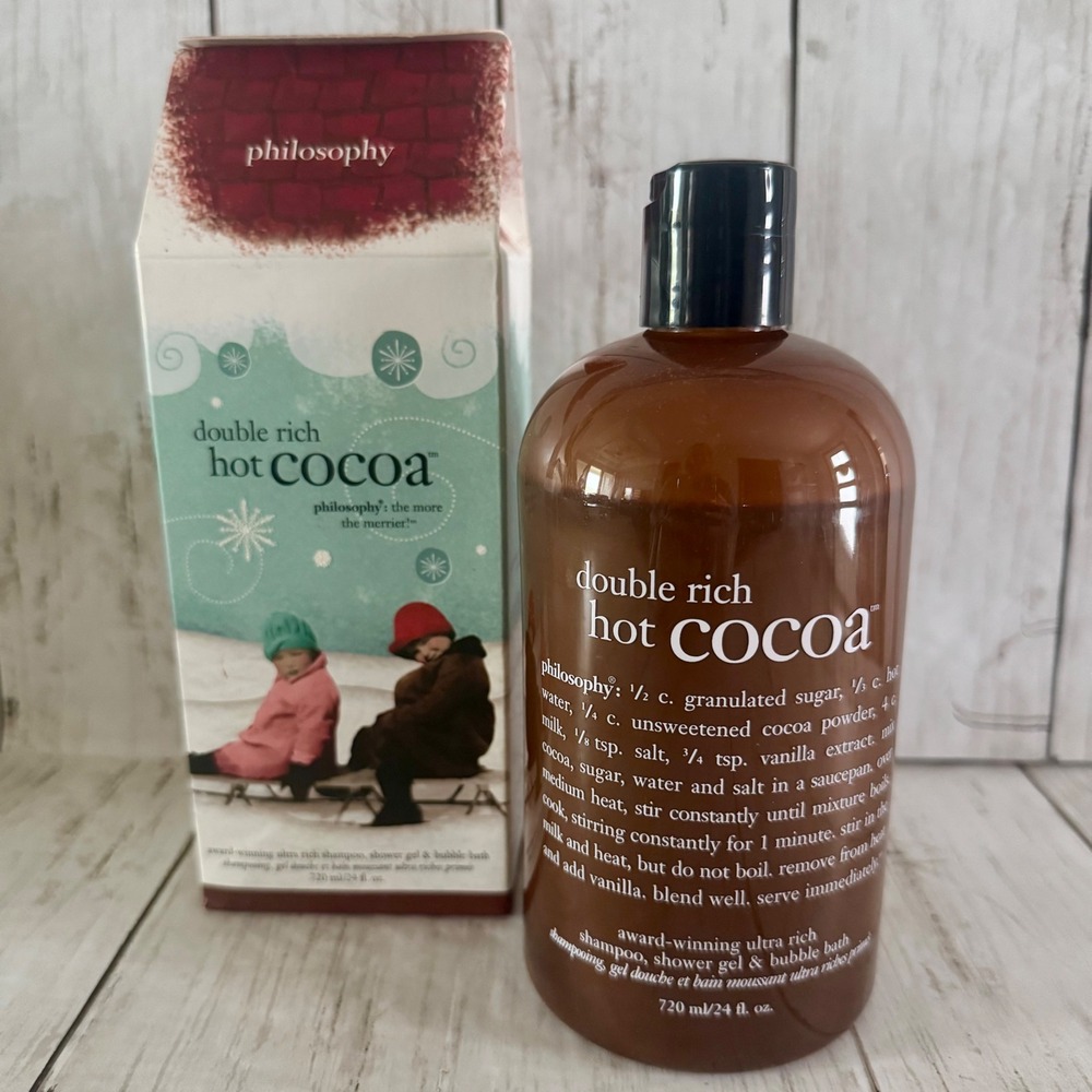 24 fl oz Philosophy Double Rich Hot Cocoa 3-in-1 Shampoo Shower Gel Bubble Bath